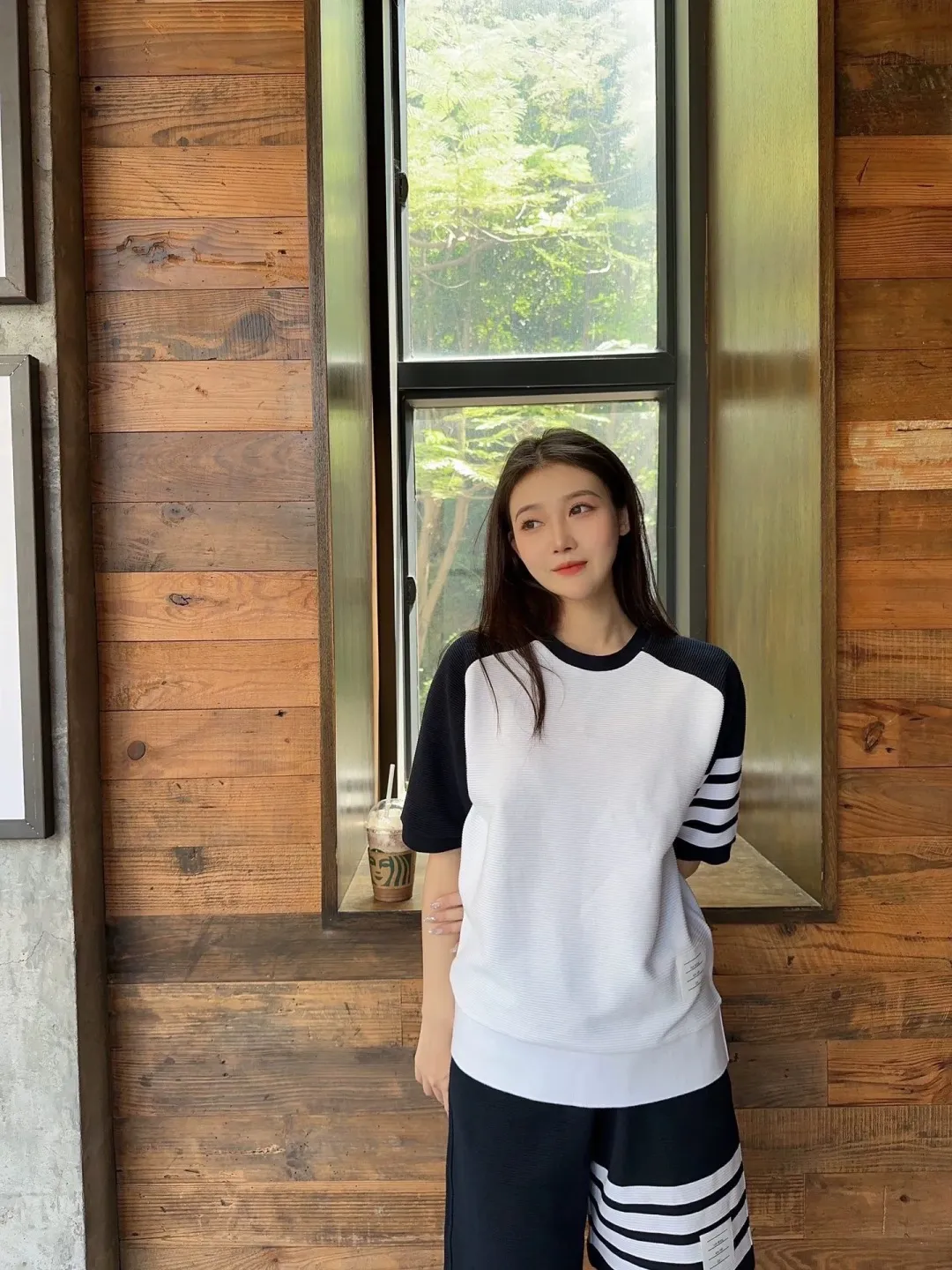 ：T 018（TB T ） THOM BROWNE TB T Quality + Authentic + Same Style Size：1/2/3/4 ：Gray/Navy Blue